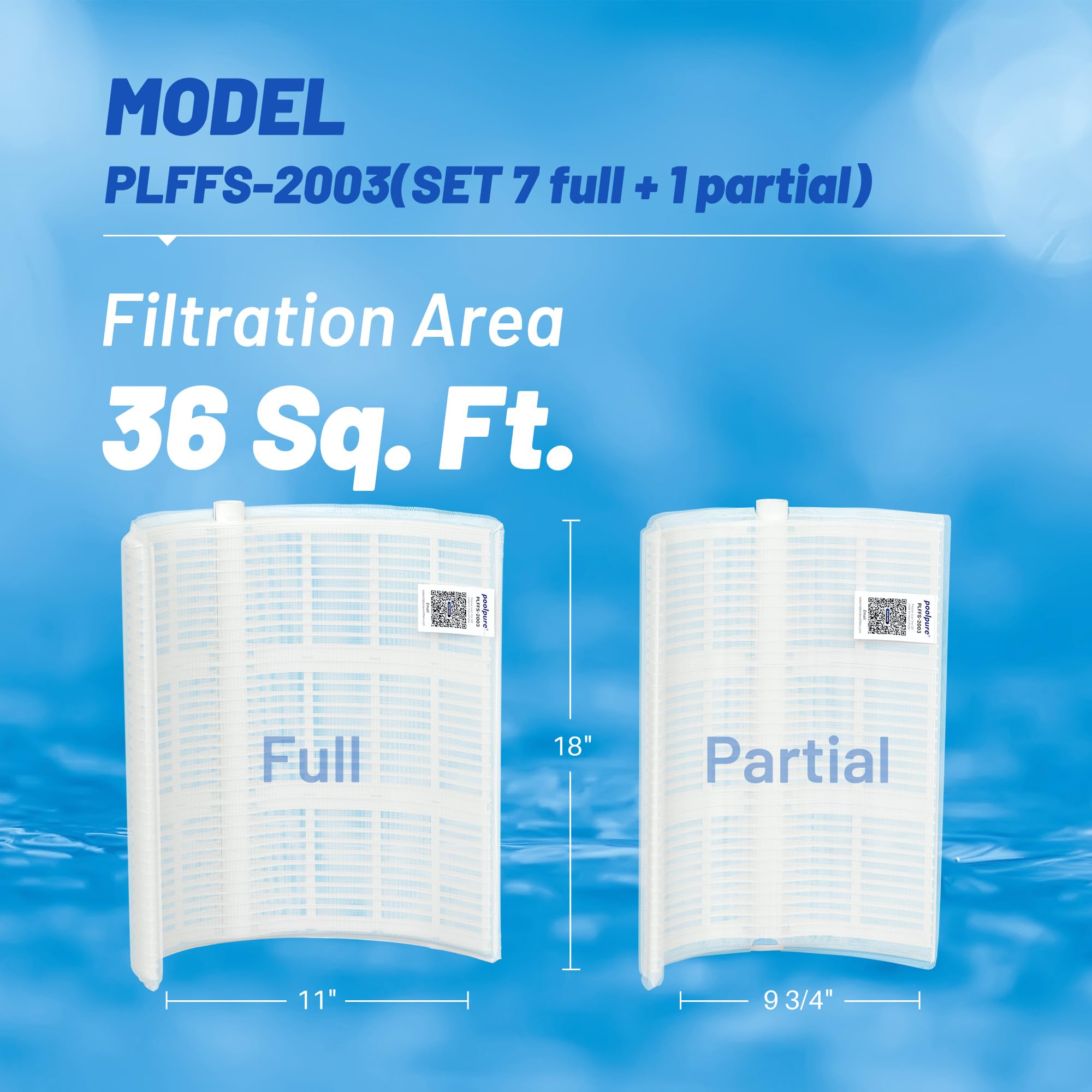PoolPure FS-2003 grid close-up shows premium ABS construction for durable filtration