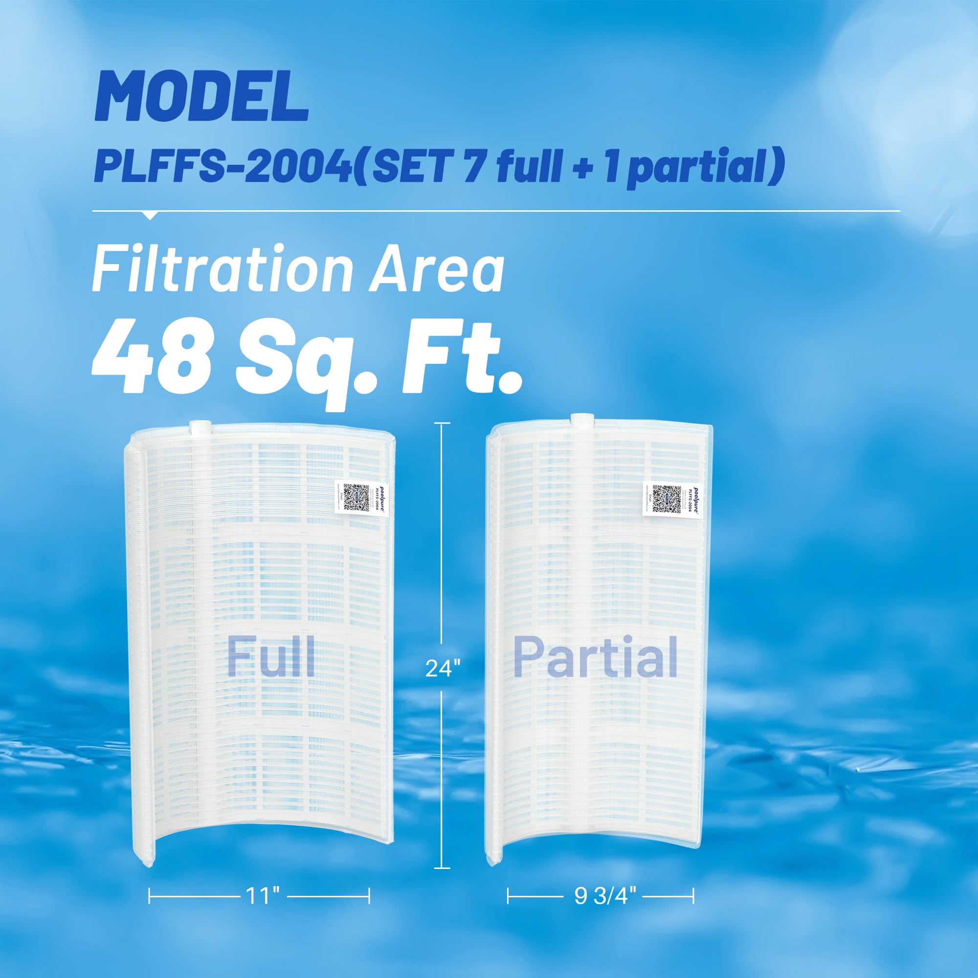 POOLPURE FS-2004 grid, side view showing full-grid configuration for precise fit.