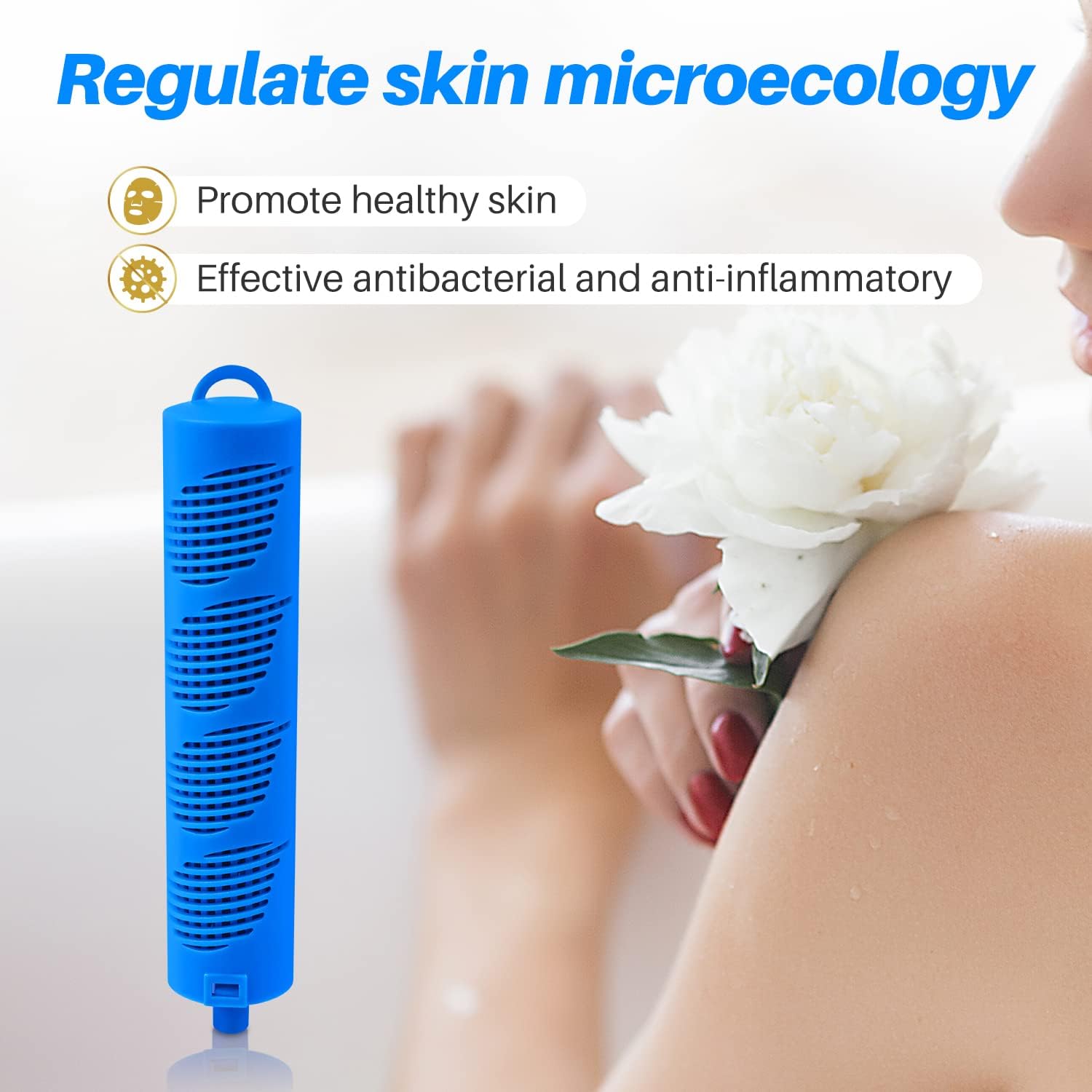 POOLPURE magnesium granules on mineral stick indicating skin-friendly minerals.