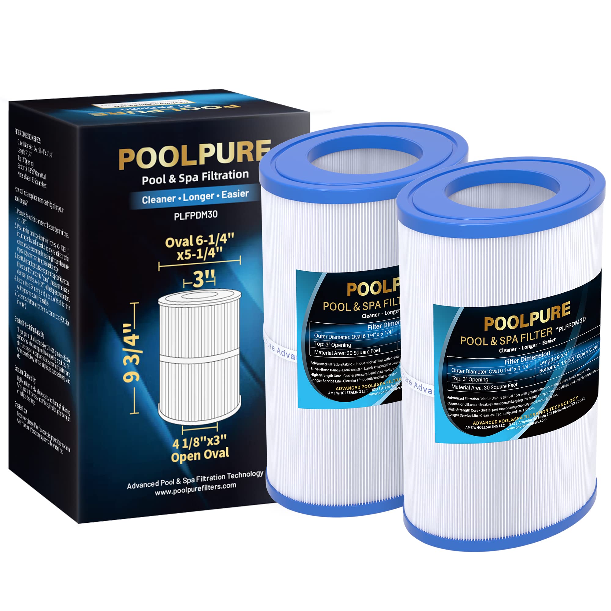 POOLPURE oval spa filter for PDM30 fits Dream Maker tubs for clearer water.