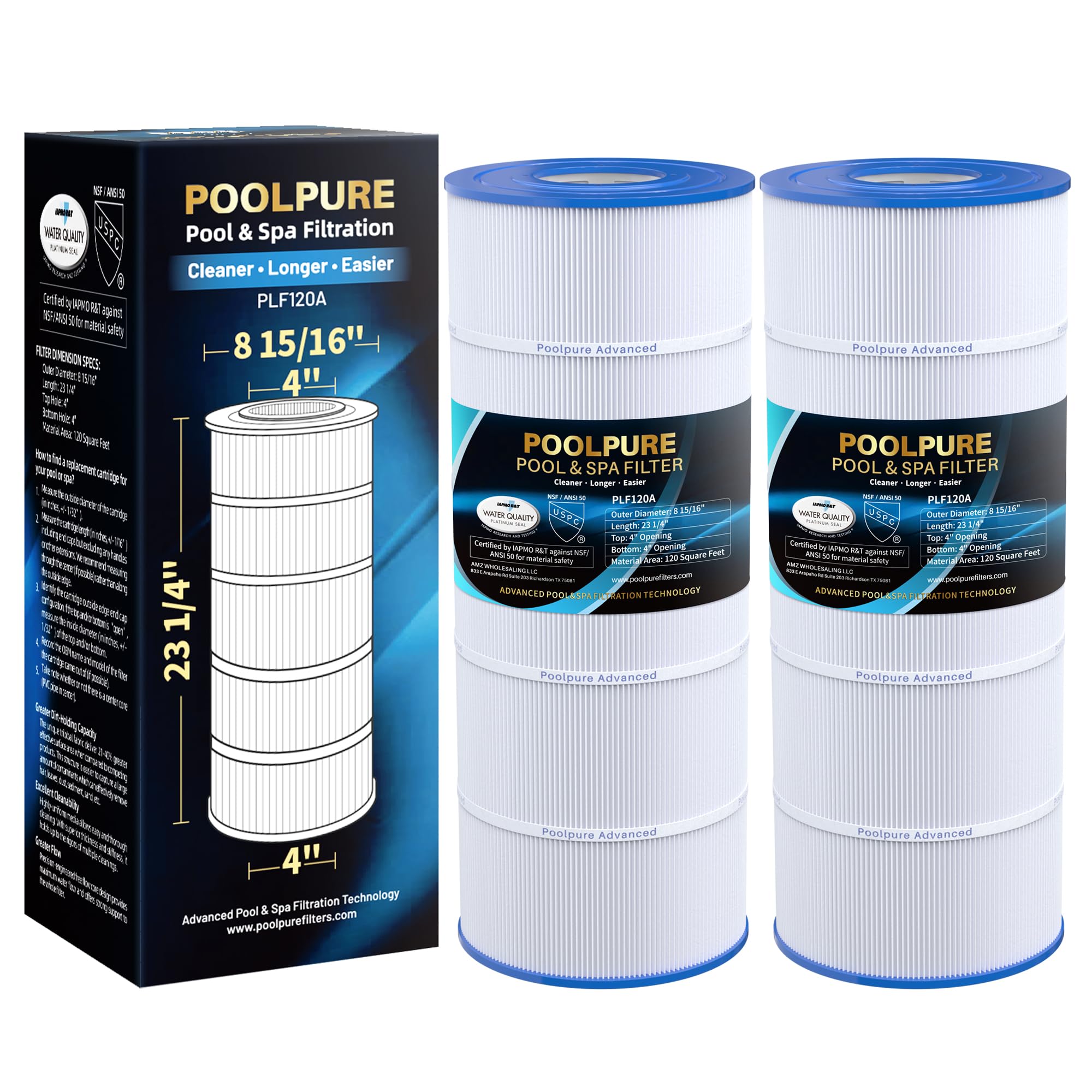 PoolPure PA120 filter exterior shows sturdy housing for durable pool filtration.