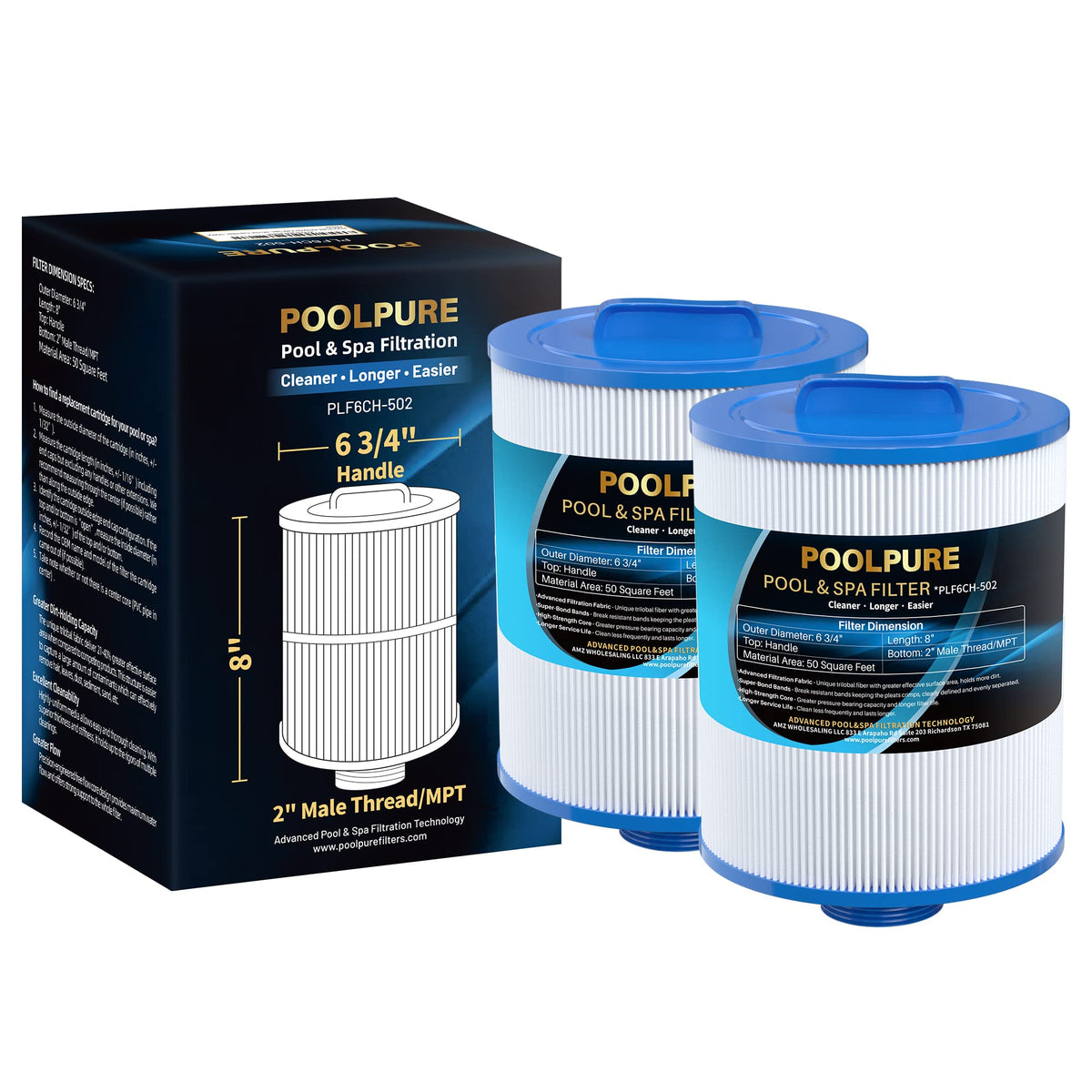 PoolPure PAS50SV-F2M spa filter with compact cartridge design for easier replacement.
