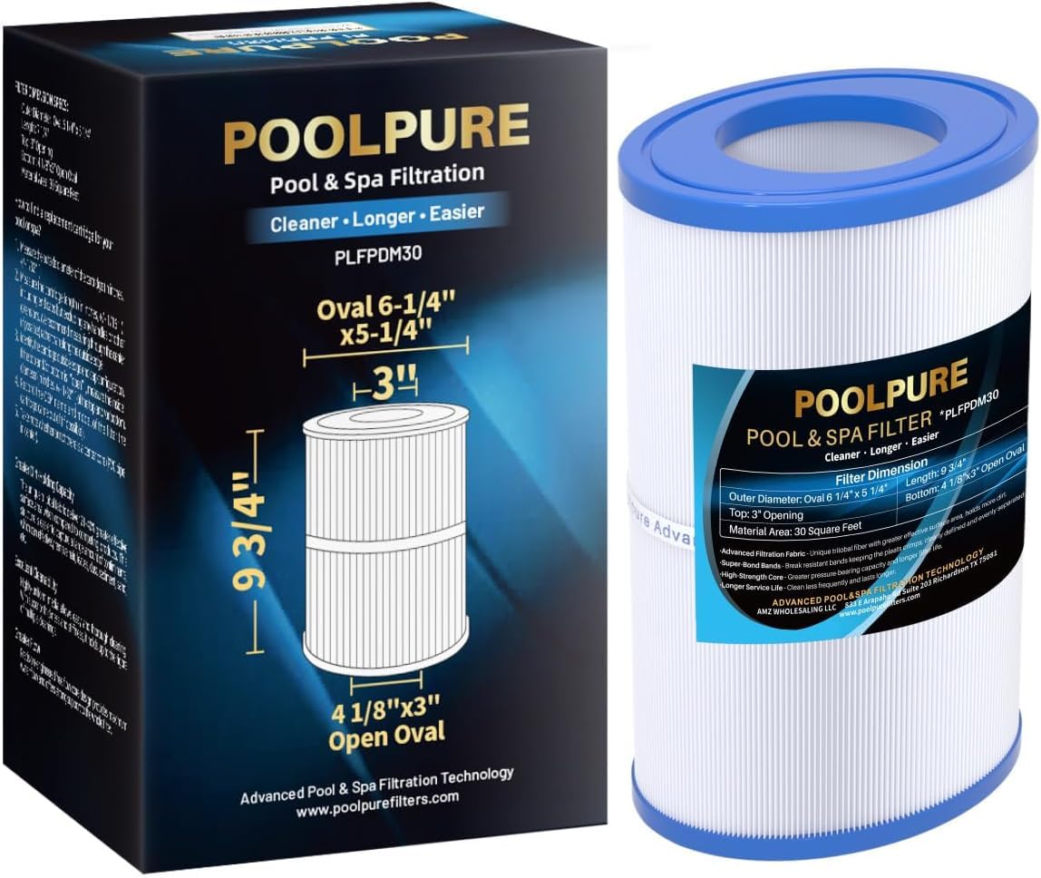 POOLPURE PDM30 oval spa filter in a Dream Maker tub for clearer water.
