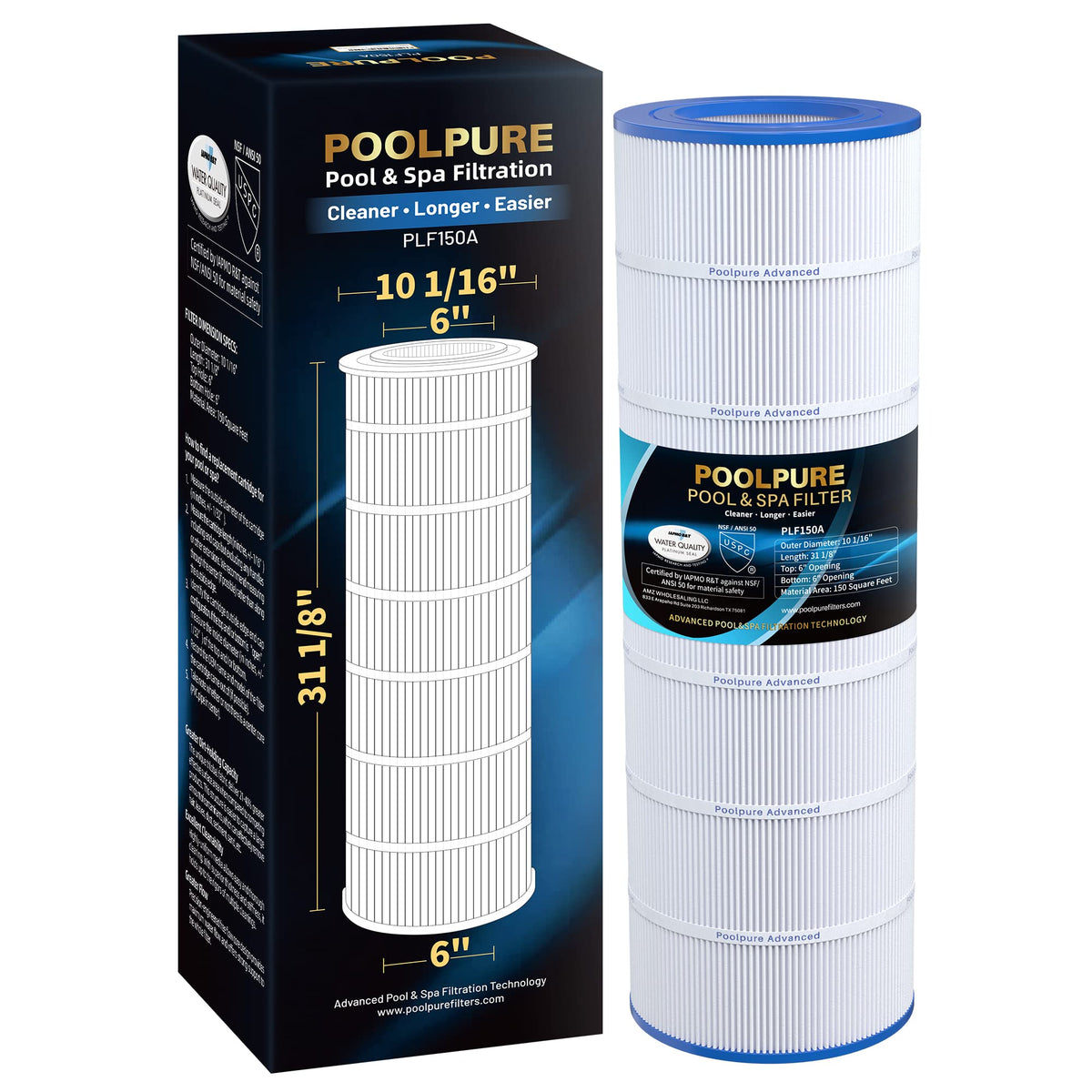 PoolPure PLF150A filter cartridge cap-end closeup for easy replacement