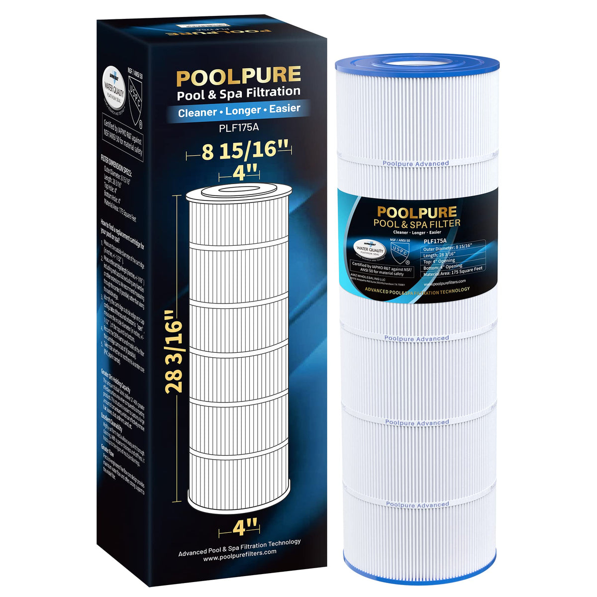 POOLPURE PLF175A cartridge: clear water and reliable pool filtration.