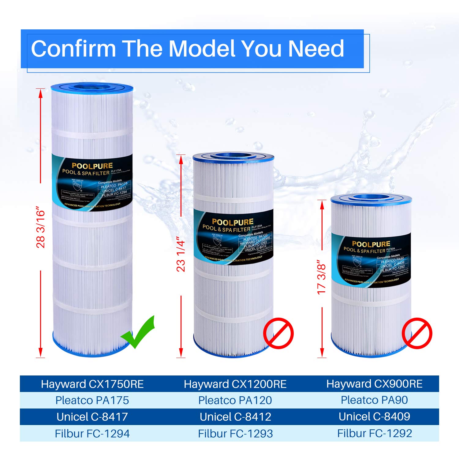 POOLPURE PLF175A filtration-area highlights 175 sq ft capacity.