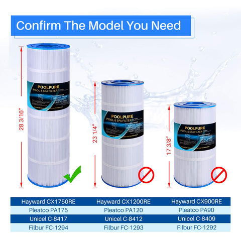 POOLPURE PLF175A filtration-area highlights 175 sq ft capacity.