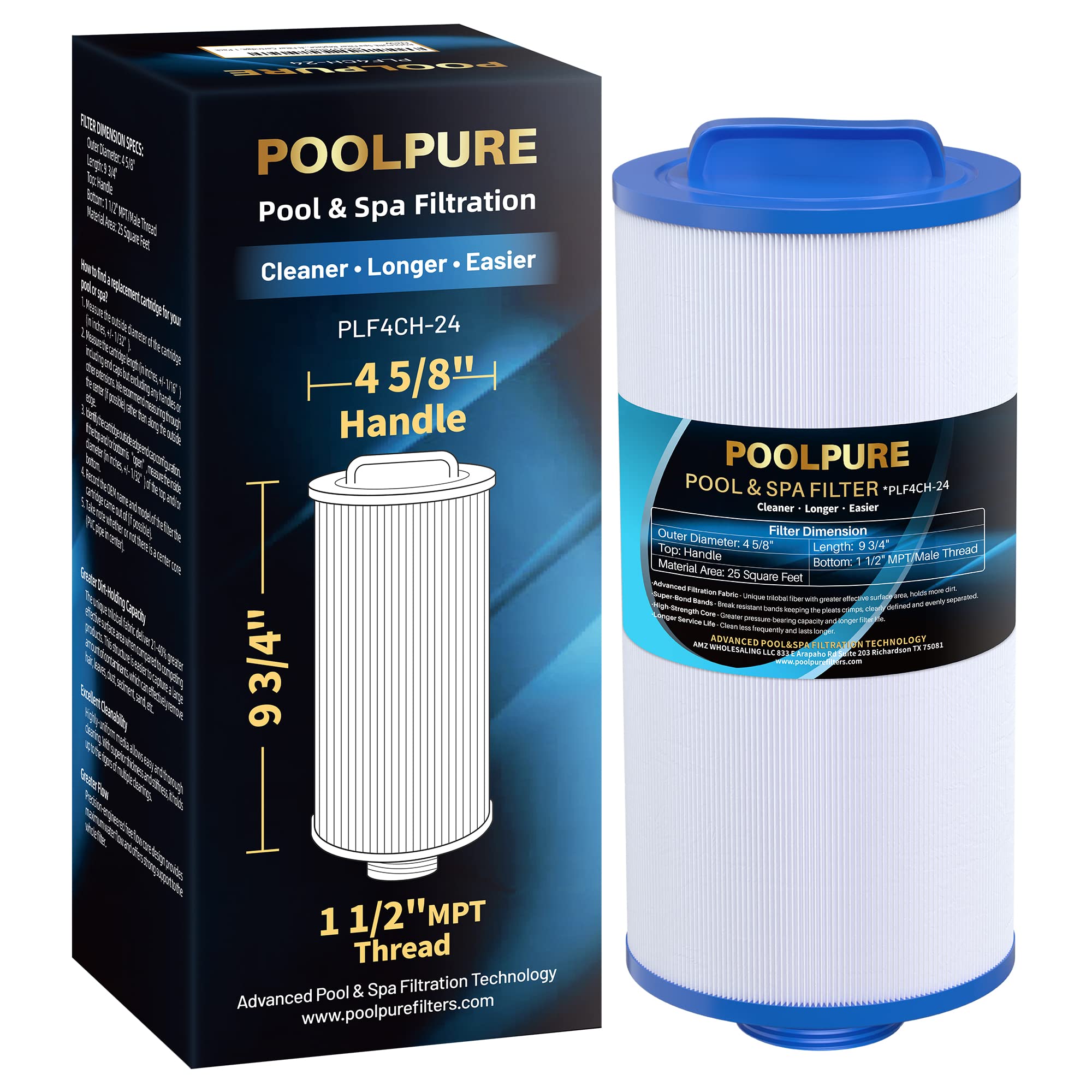 PoolPure PLF4CH-24 spa filter maintains crystal-clear water with 25 sq ft filtration