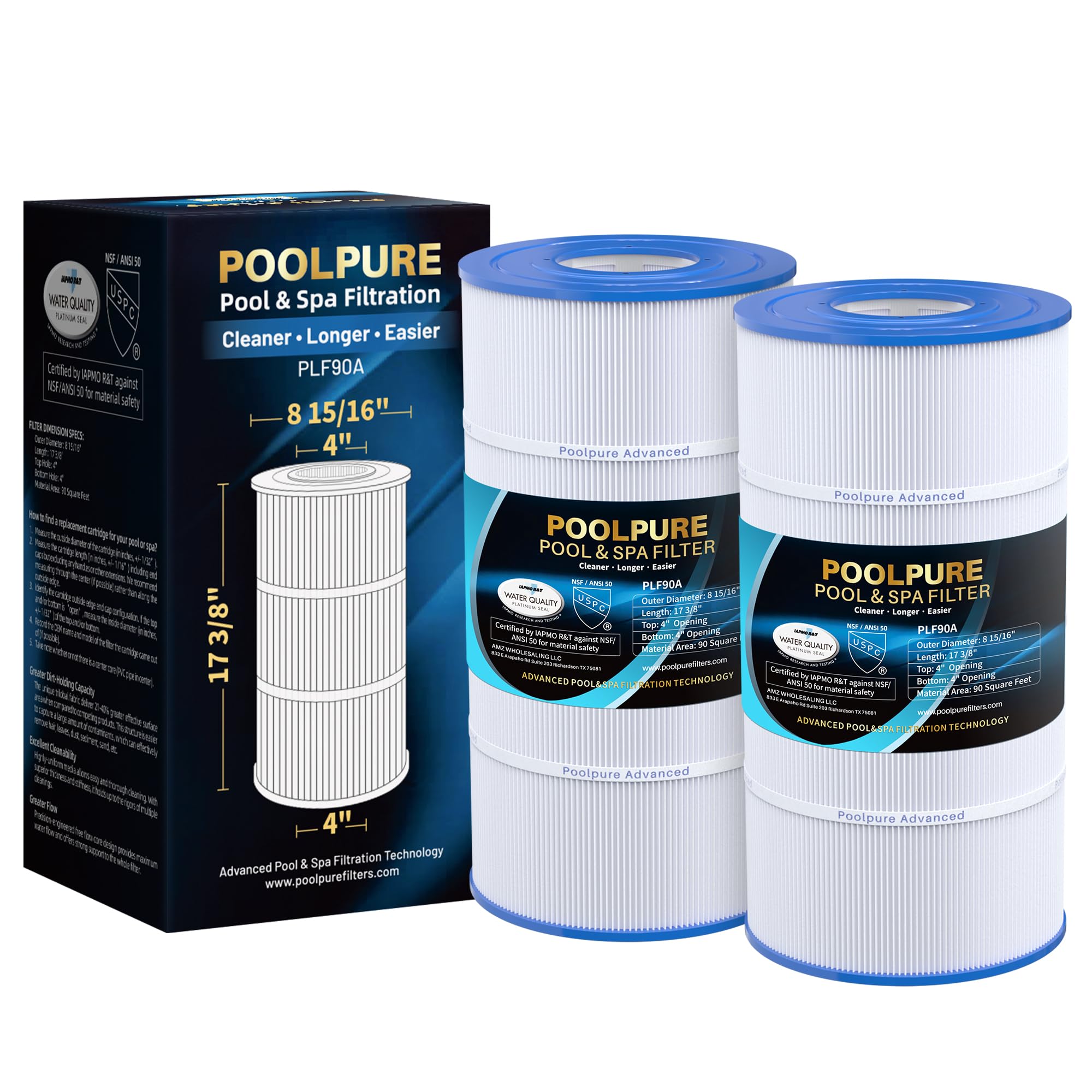 PoolPure PLF90A filter body close-up highlighting durable construction for long-lasting filtration