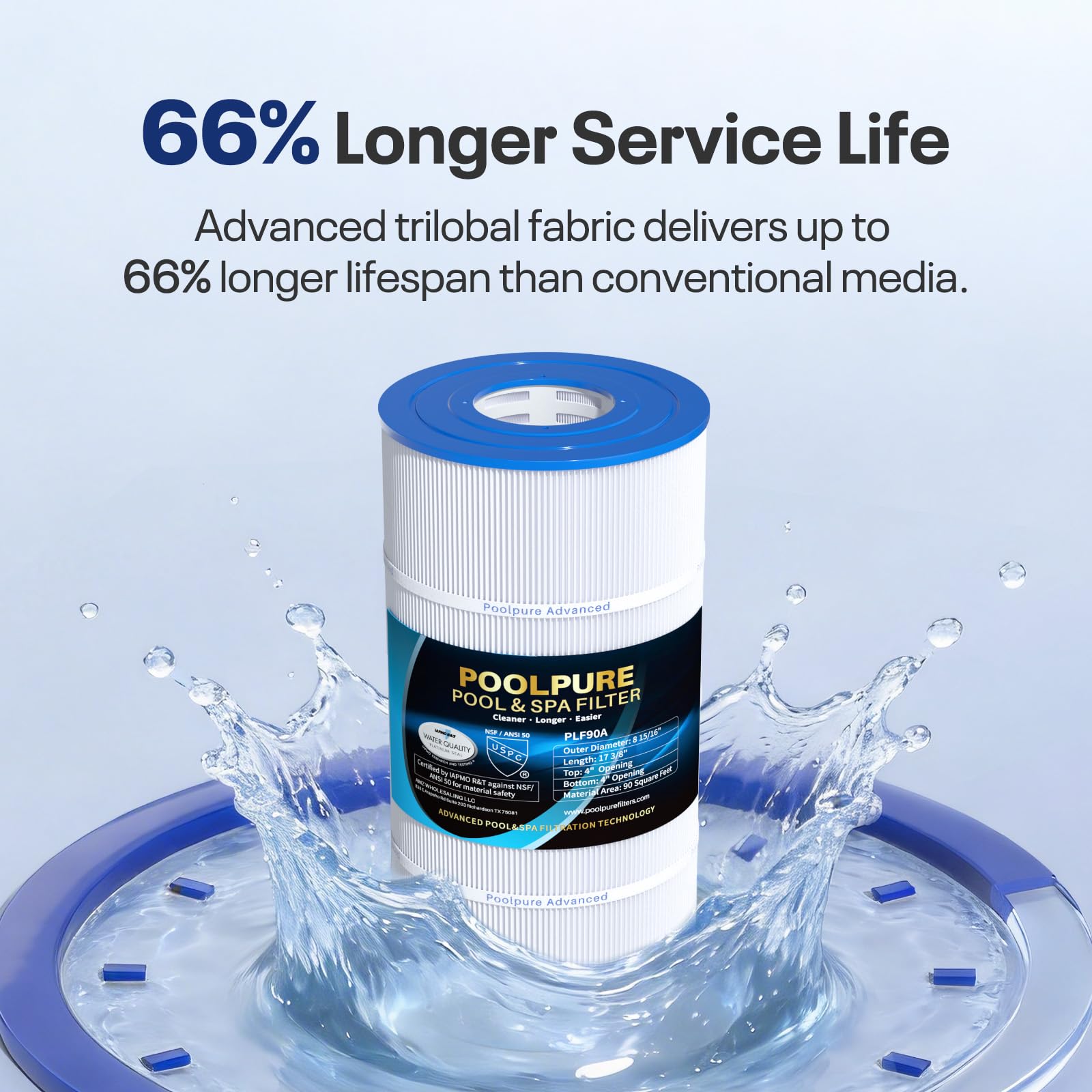 PoolPure PLF90A trilobal fabric closeup highlights enhanced dirt adsorption.