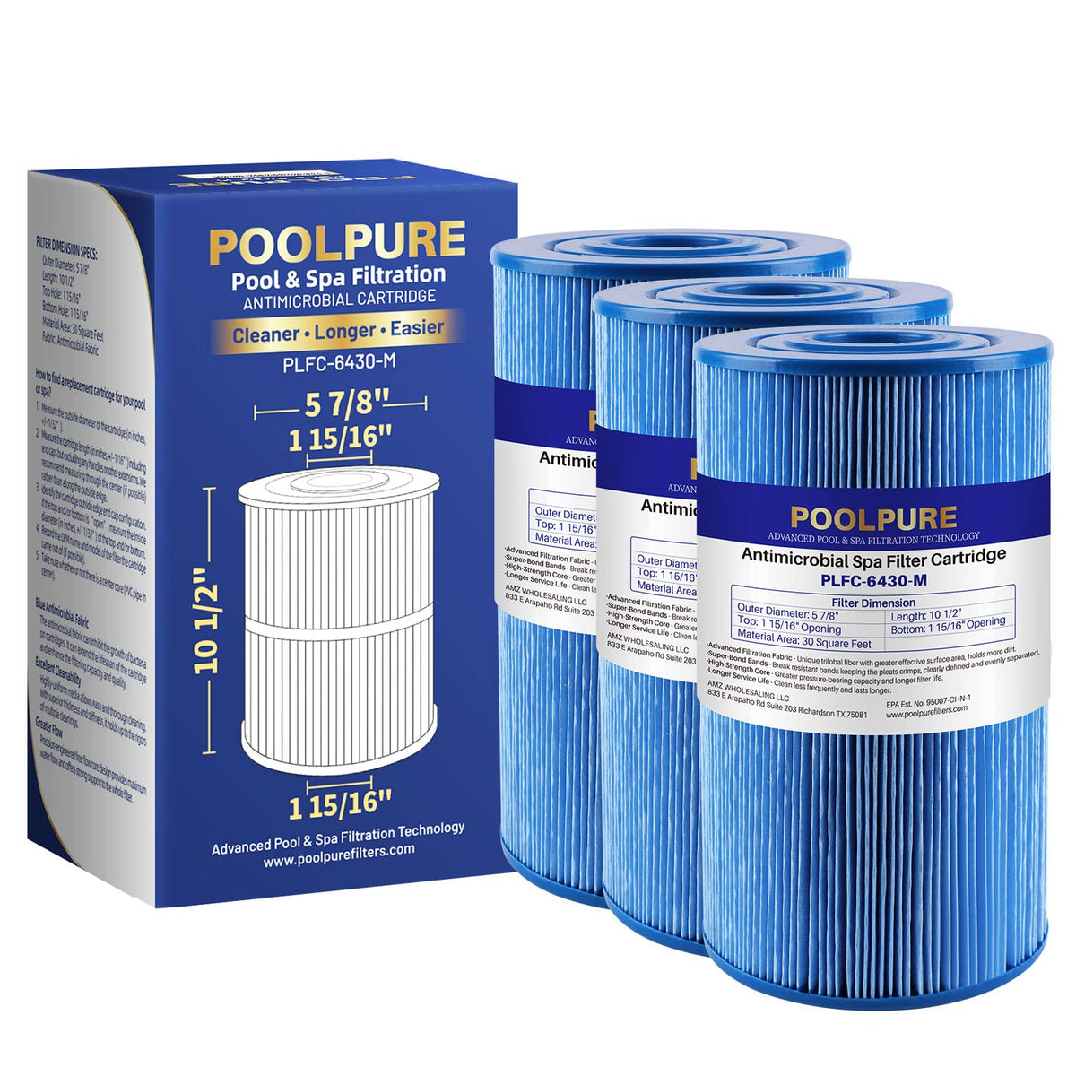 Poolpure PLFC-6430-M spa filter front view improves water clarity