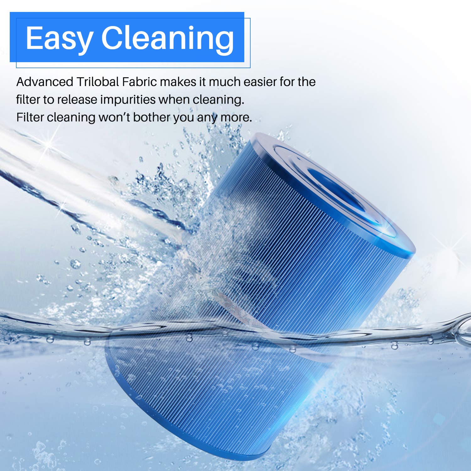 PoolPure PLFC-8465-M being rinsed to restore flow and filtration performance
