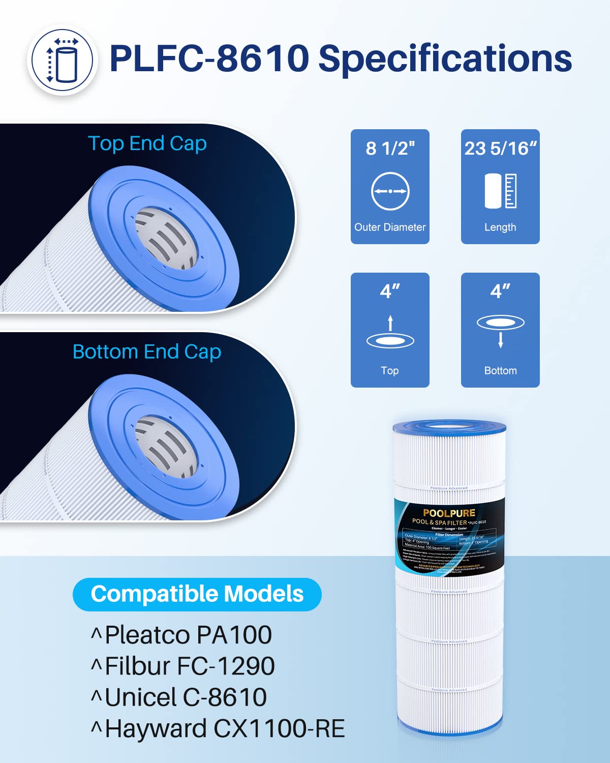 POOLPURE PLFC-8610 cartridge inside a filter housing during routine maintenance
