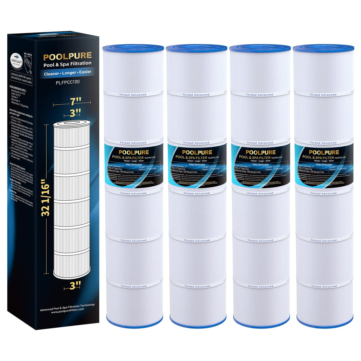 PoolPure PLFPCC130 filter body shown for durable pool filtration.