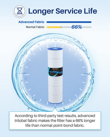 PoolPure PLFPJANCS250 filter packaging indicating 250 sq ft capacity.
