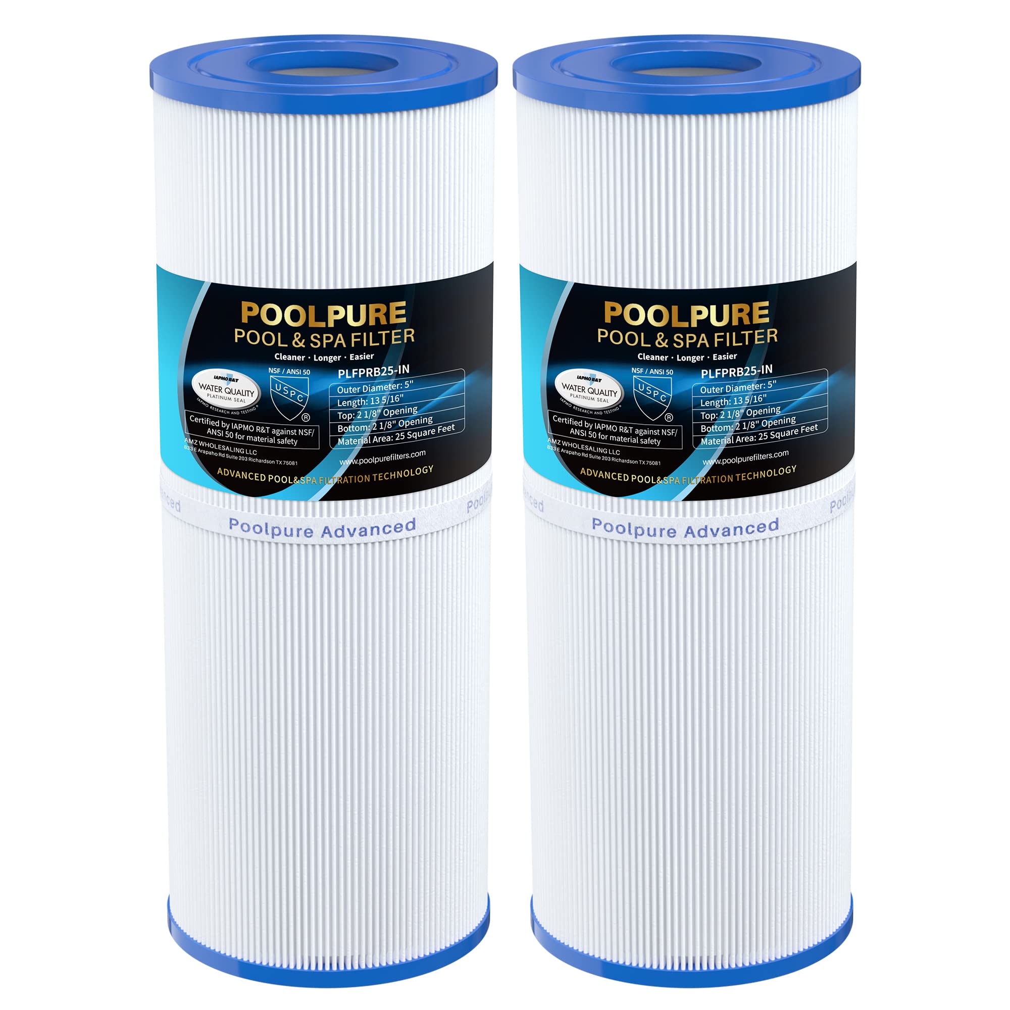 POOLPURE PLFPRB25-IN front view, ready-to-install spa filter for quick clean water.