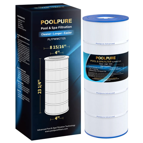 POOLPURE PLFPWWCT125 filter cartridge fits compatible pool systems for easy replacement and clean water.