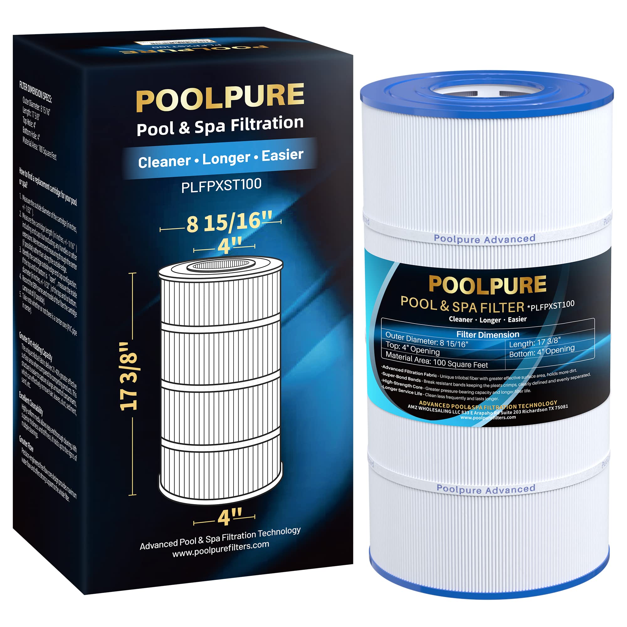 POOLPURE PLFPXST100 front view highlights a compact filter for clearer pool water.