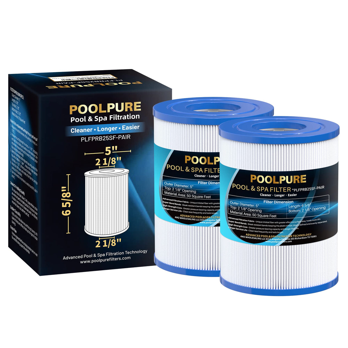 PoolPure PRB25SF spa filter packaging, a trusted replacement option for many hot tub brands.