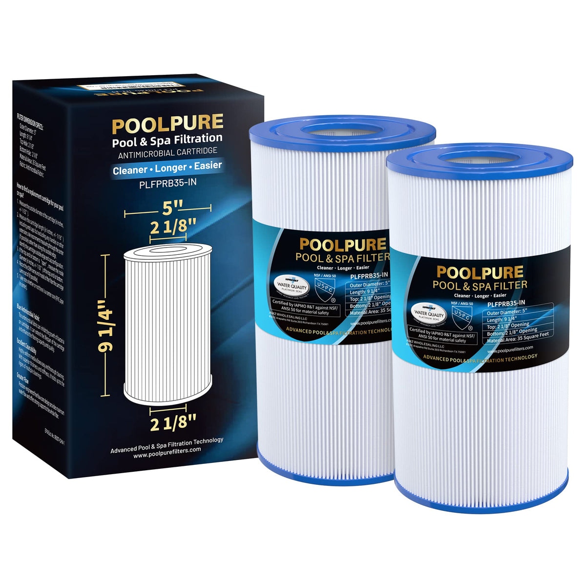 POOLPURE PRB35-IN spa filter front view highlights sturdy build for clean water