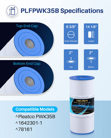 POOLPURE PWK35B core detail highlights trilobal fabric for high debris capture.