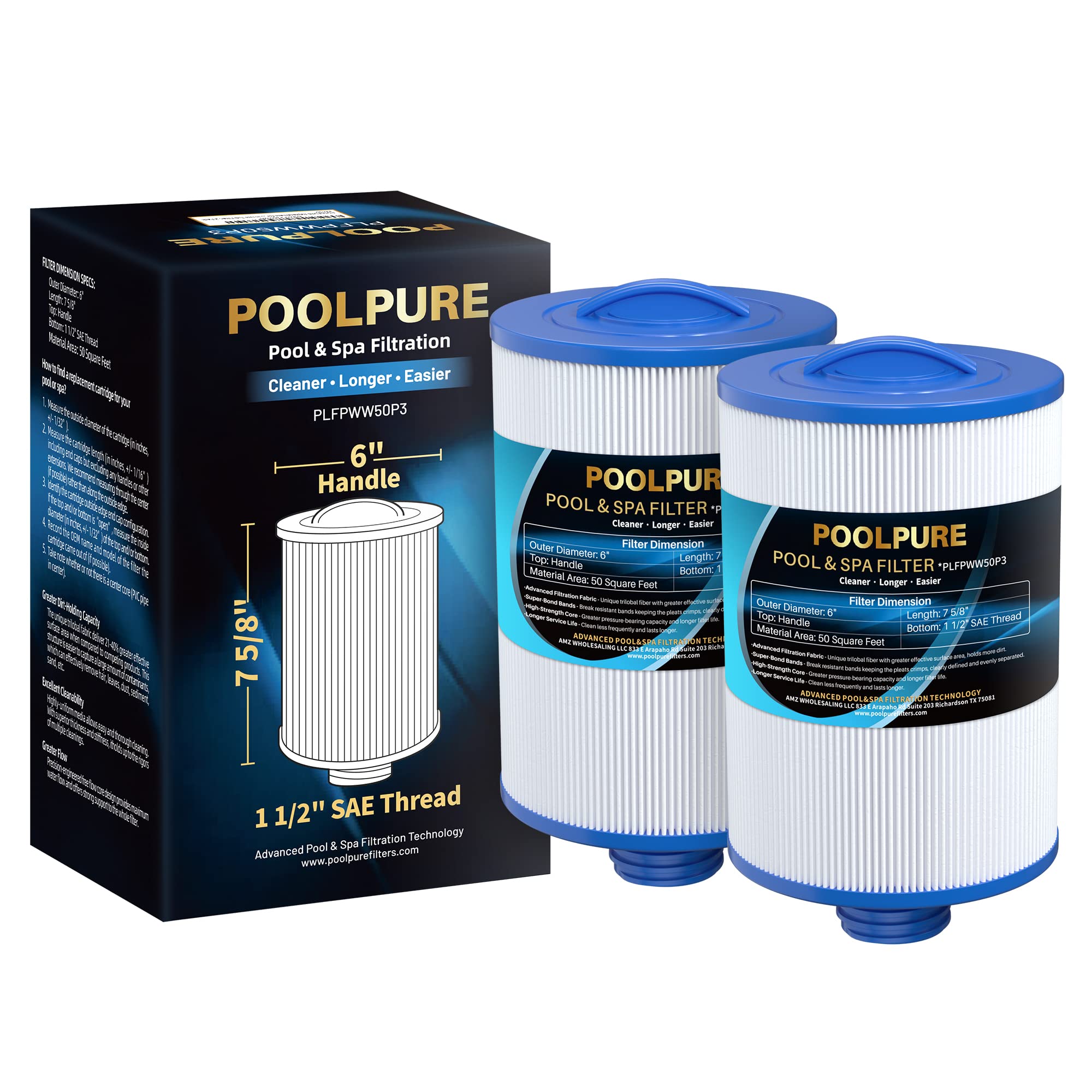 POOLPURE PWW50P3 spa filter replaces Unicel 6CH-940 for clearer hot tub water