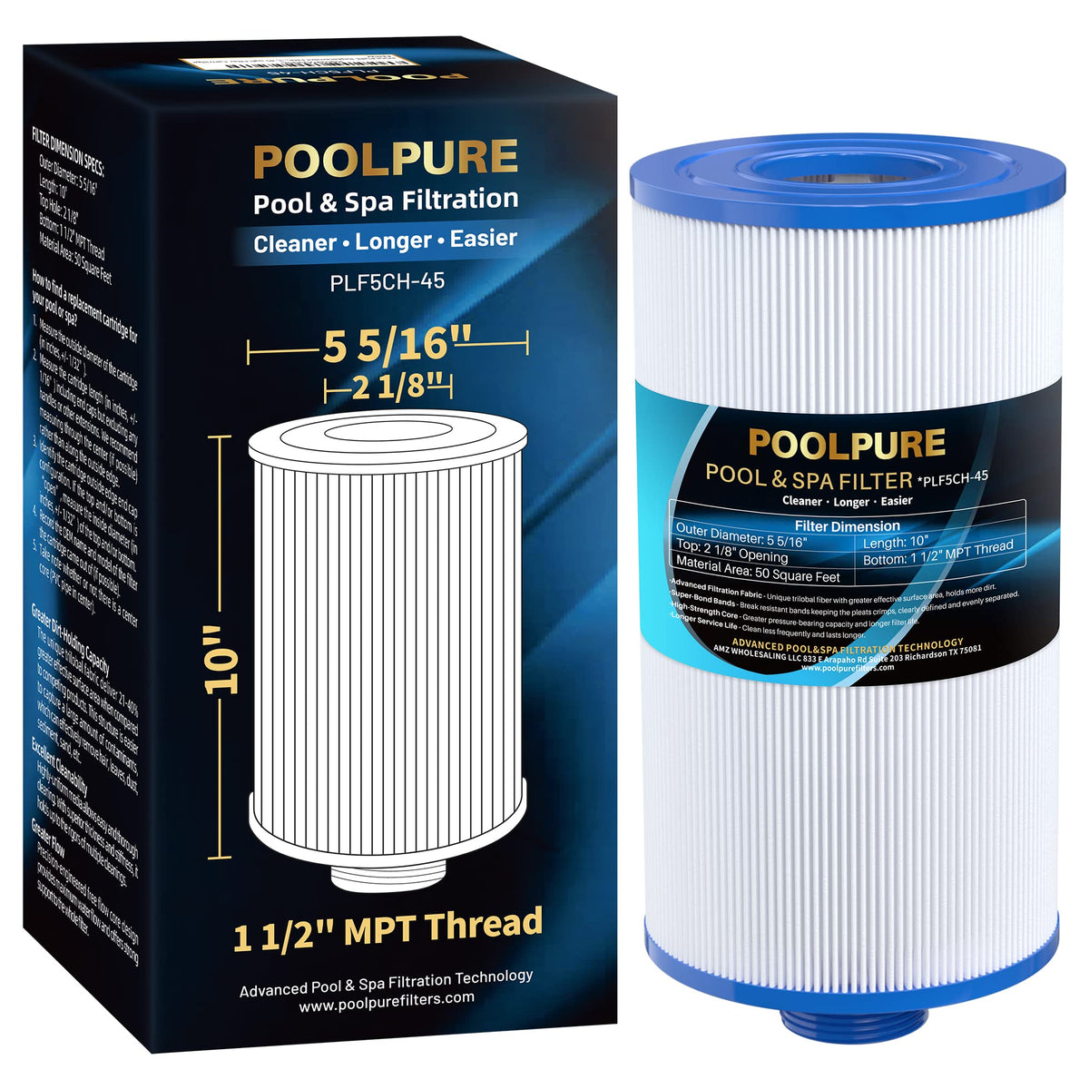 POOLPURE replacement filter PFF50P4 compatibility for pool filtration systems.