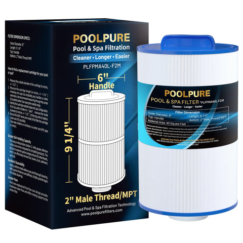 POOLPURE replacement spa filter PMA40L-F2M improves spa water clarity and flow.