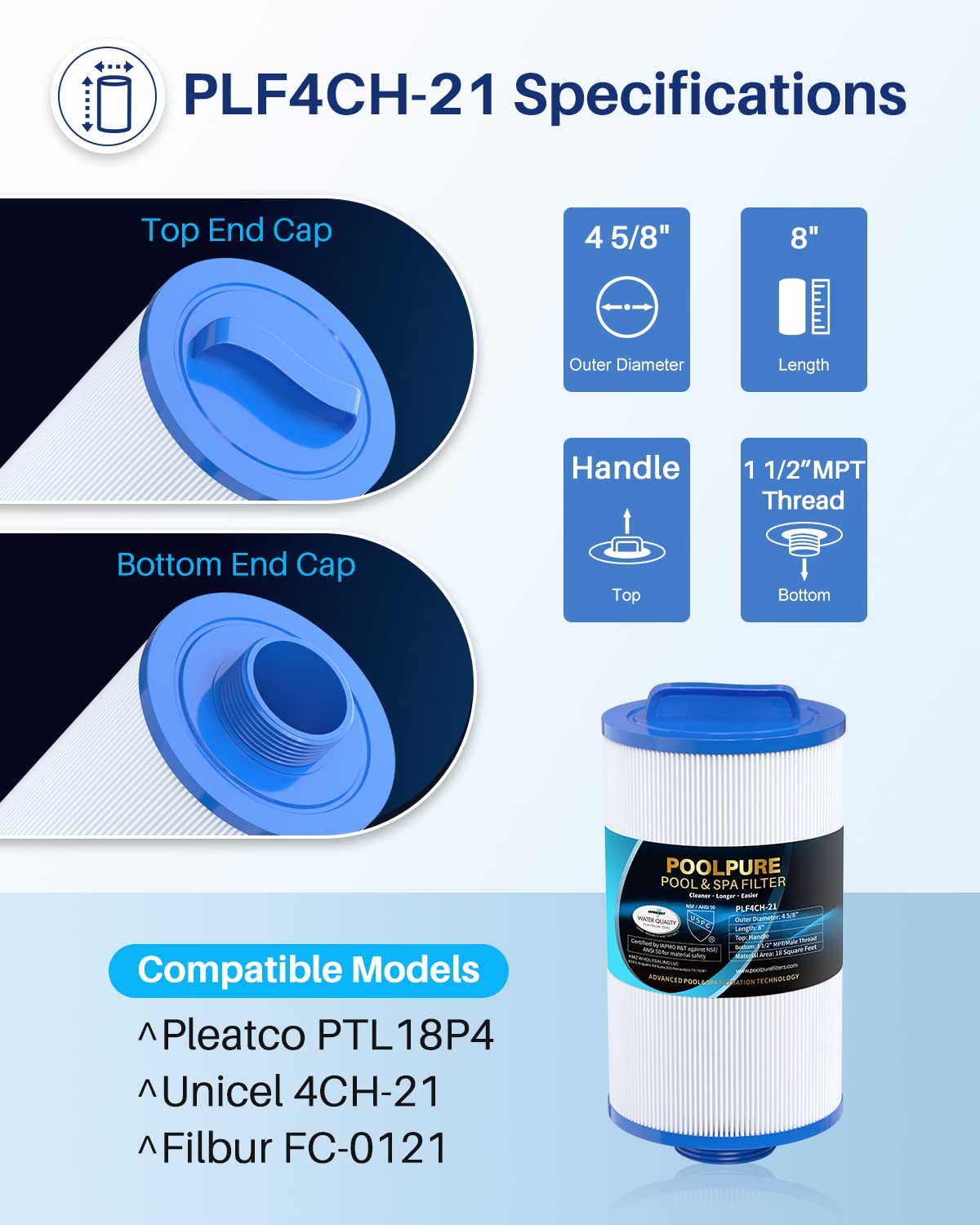 PoolPure spa filter packaged for easy stocking and replacement.