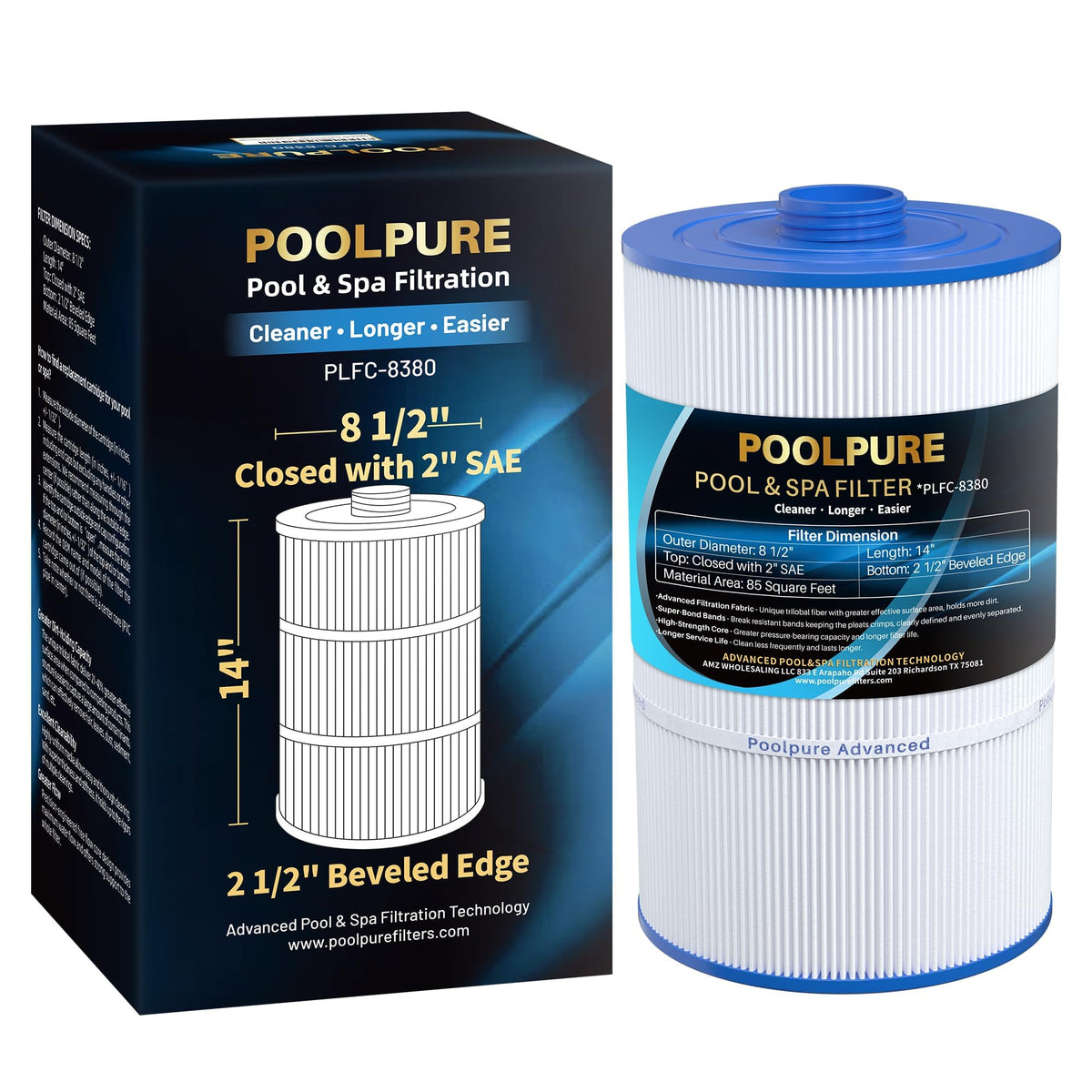 POOLPURE replacement filter for Sundance 6540-501 ensures reliable spa filtration.