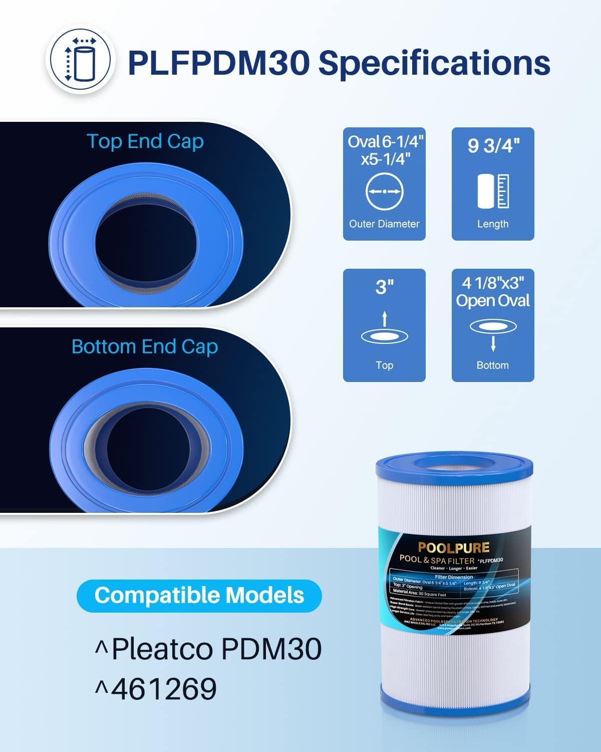 POOLPURE trilobal filtration fabric boosts dirt capture and water clarity.