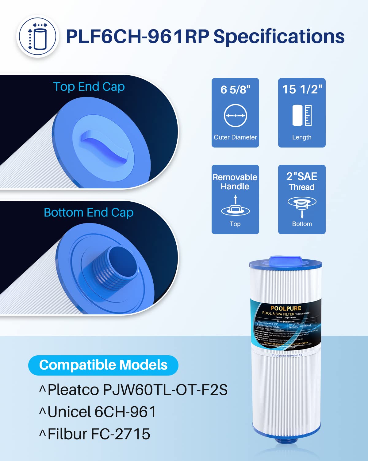 POOLPURE trilobal filtration fabric increases surface area for dirt capture