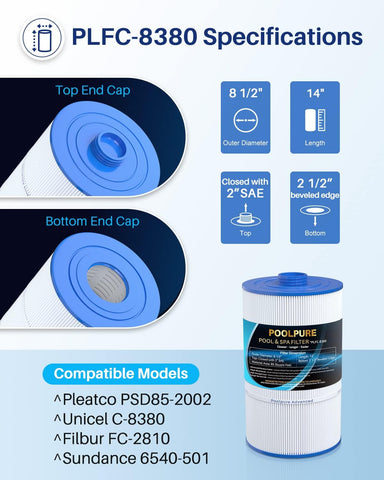 POOLPURE unicel-c-8380 filter provides consistent flow and maintenance ease.