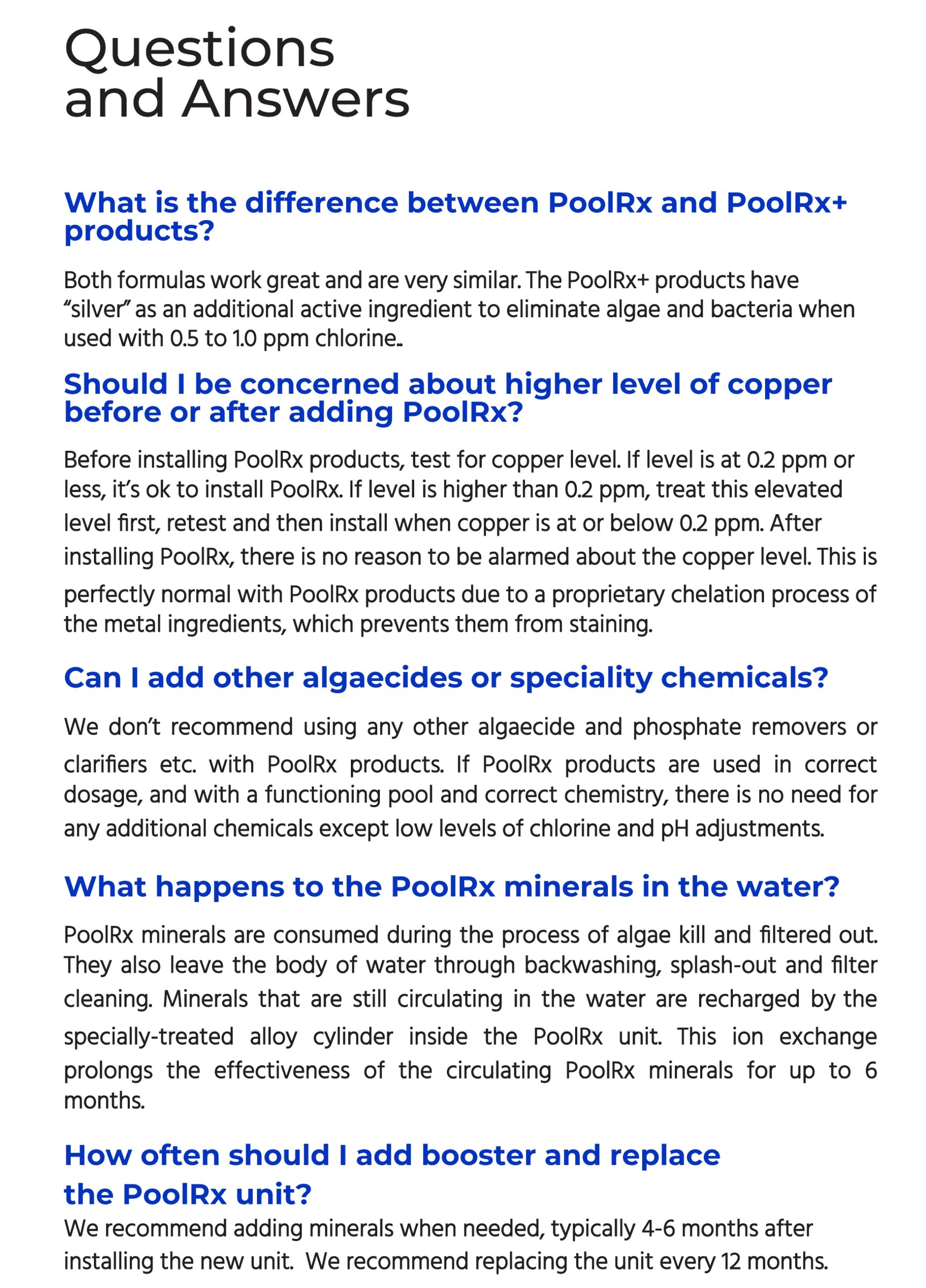 PoolRx annual replacement keeps consistent algae control