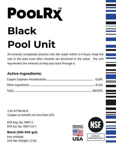 PoolRx is rated for 20k-30k gallon capacity in mid to large pools