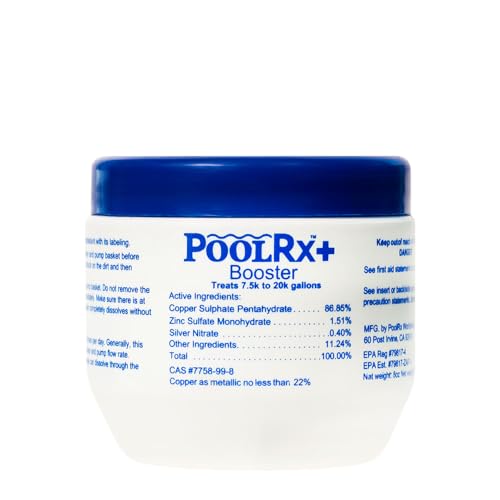 Pool RX NSF/ANSI 50 certified label on booster bottle