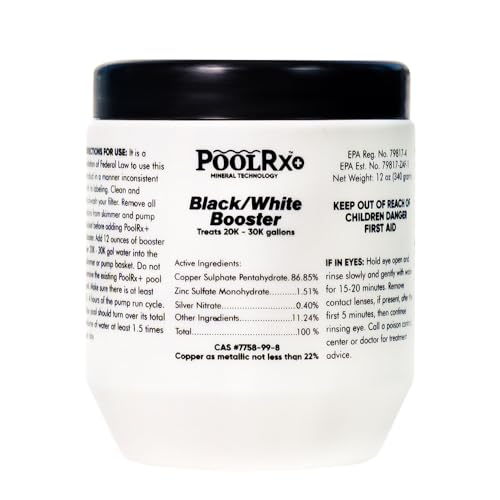 Pool RX+ Booster Black bottle close-up highlighting mineral-infused formula