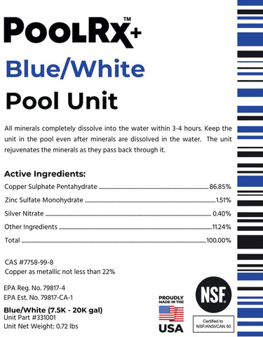 PoolRX+ user guide close-up highlights dosing port and indicators.