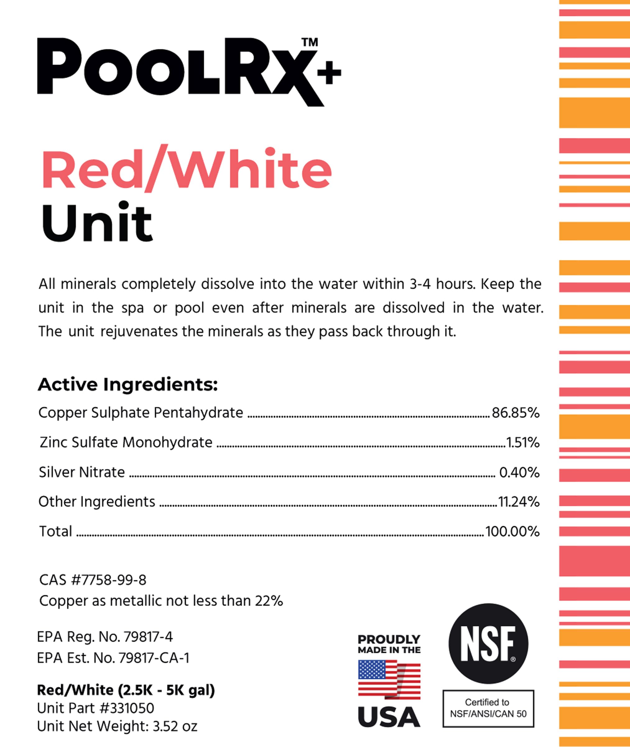 PoolRx+ EPA registered and NSF ANSI 50 certified.