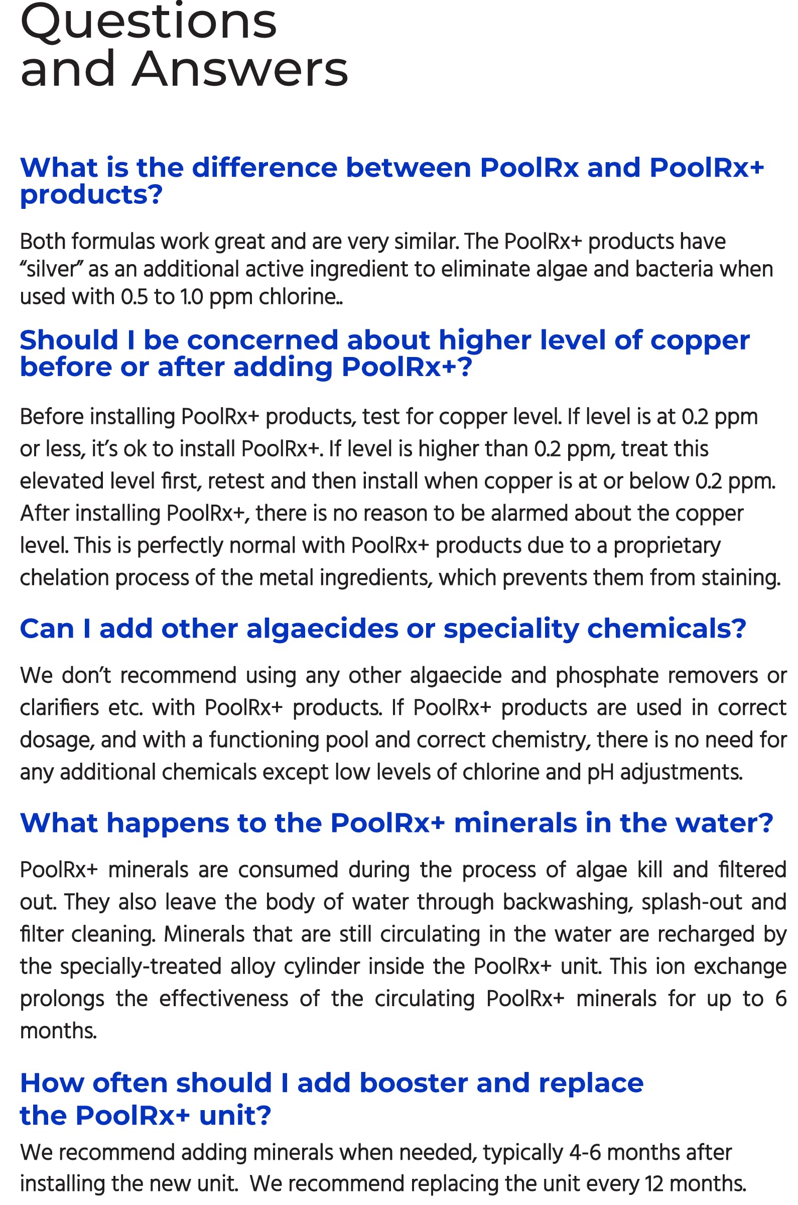 PoolRX+ long-lasting effect illustration emphasizes up to six months