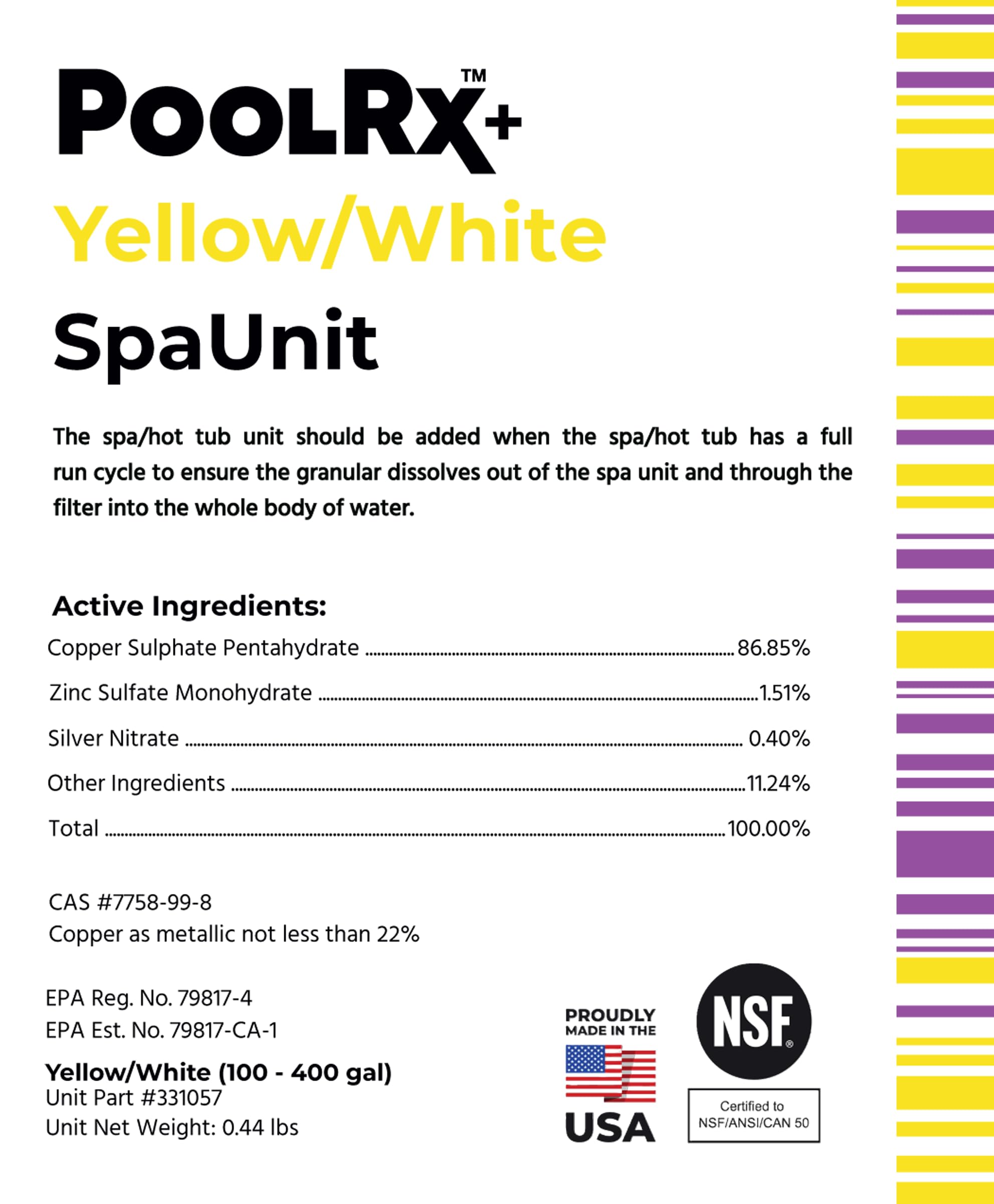 PoolRx+ six-month mineral protection for durable spa algae control.