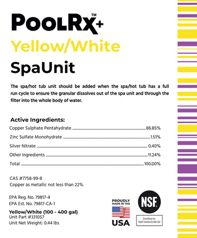 PoolRx+ six-month mineral protection for durable spa algae control.