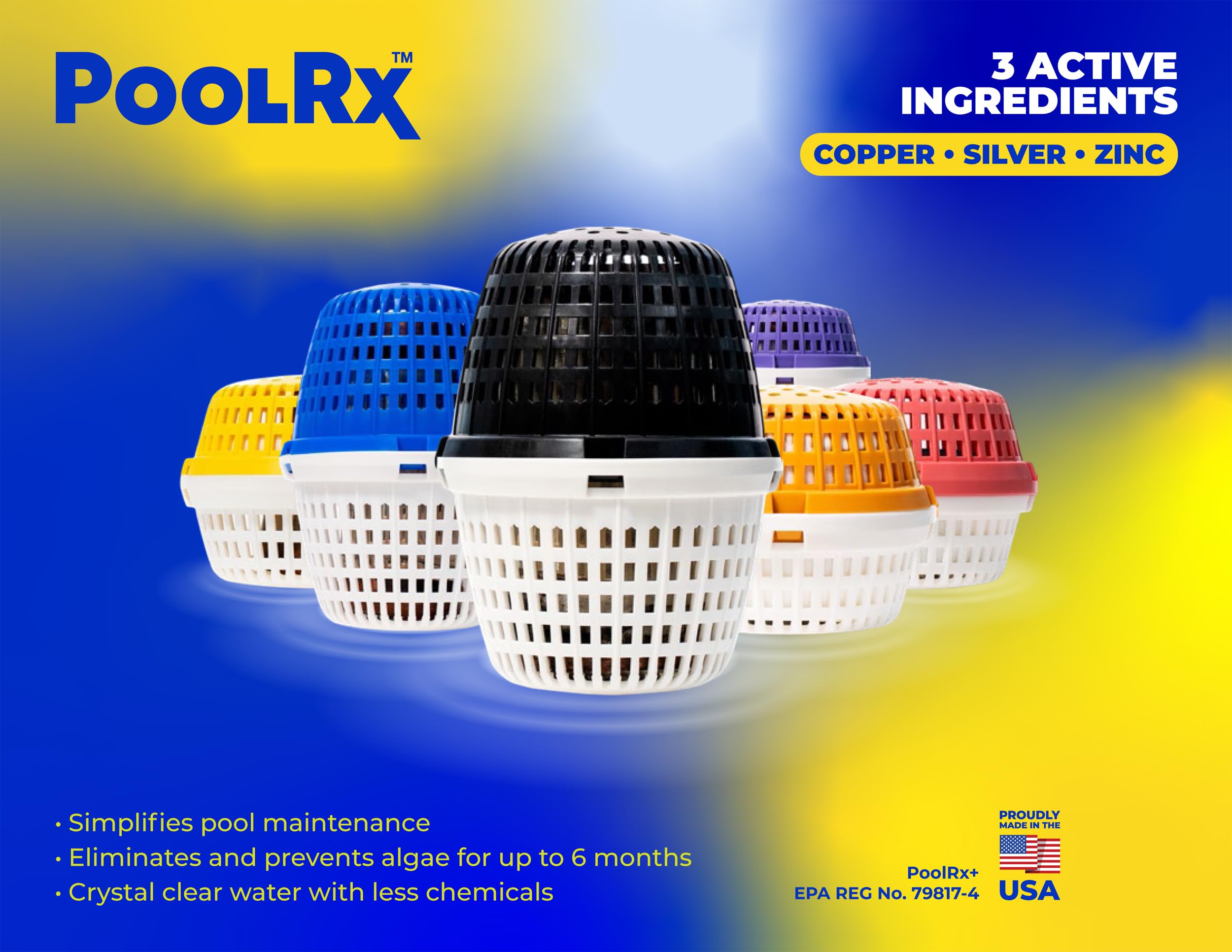 PoolRx+ yellow-white spa unit brightens maintenance routine visuals.