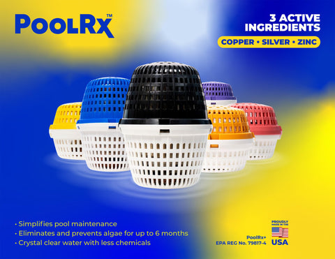 PoolRx+ yellow-white spa unit brightens maintenance routine visuals.