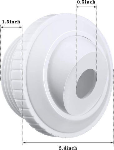 Pool Supply Town Hydrostream return jet thread connection showing 1-1/2-inch MIP