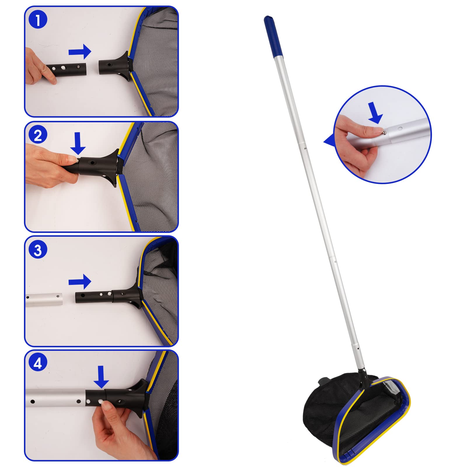 Poolvio 1.0mm aluminum pole offers durability across seasons.