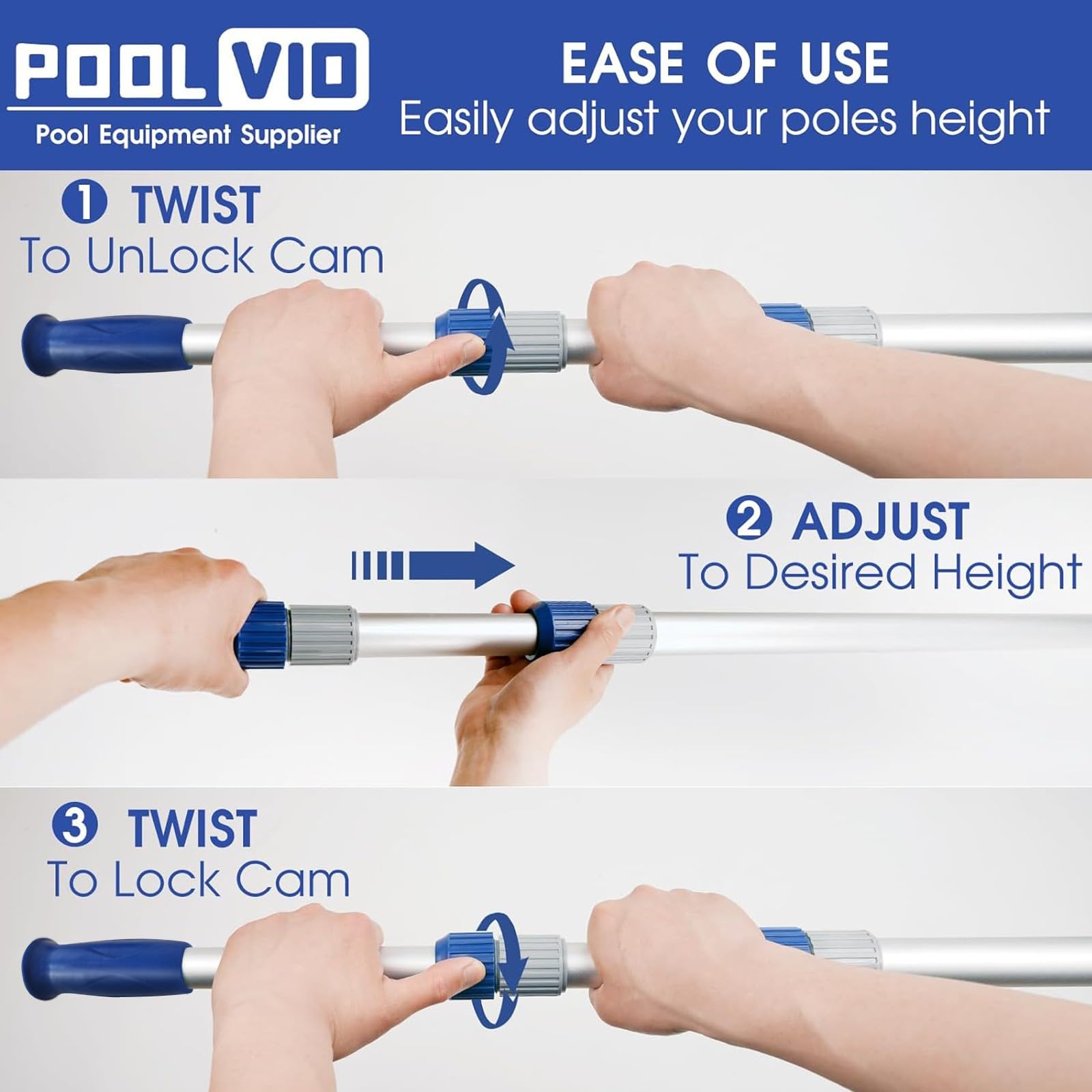 Poolvio universal compatibility with common pool tools simplifies cleaning.