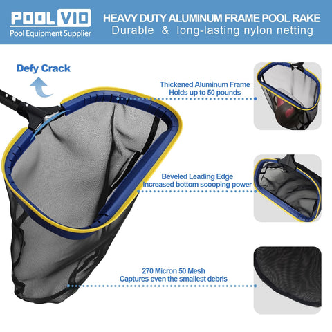 Poolvio 13ft adjustable aluminum pool pole for versatile cleaning reach.