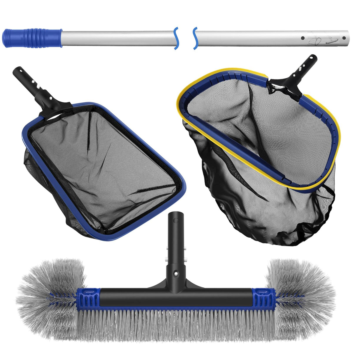 Poolvio 20-inch detachable brush head for thorough scrubbing and easy replacement.