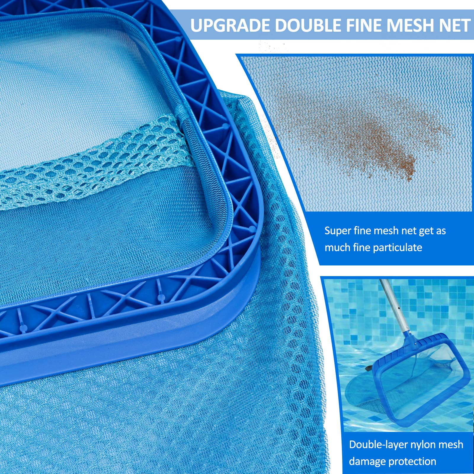 Poolvio ABS frame offers sturdy, lightweight pool cleaning.